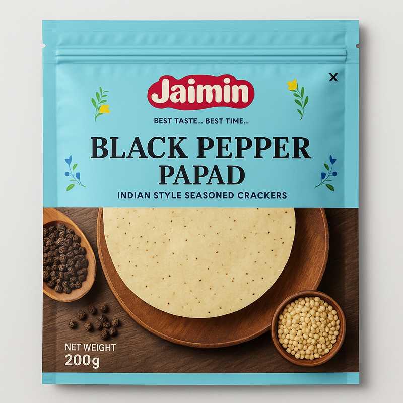 Jaimin Black Pepper Papad 200 Gm (Pack of 10)