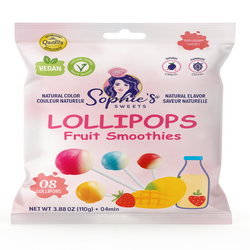 Sophie Lollipops fruit Smoothie 8pc. /pack - Pack of 24
